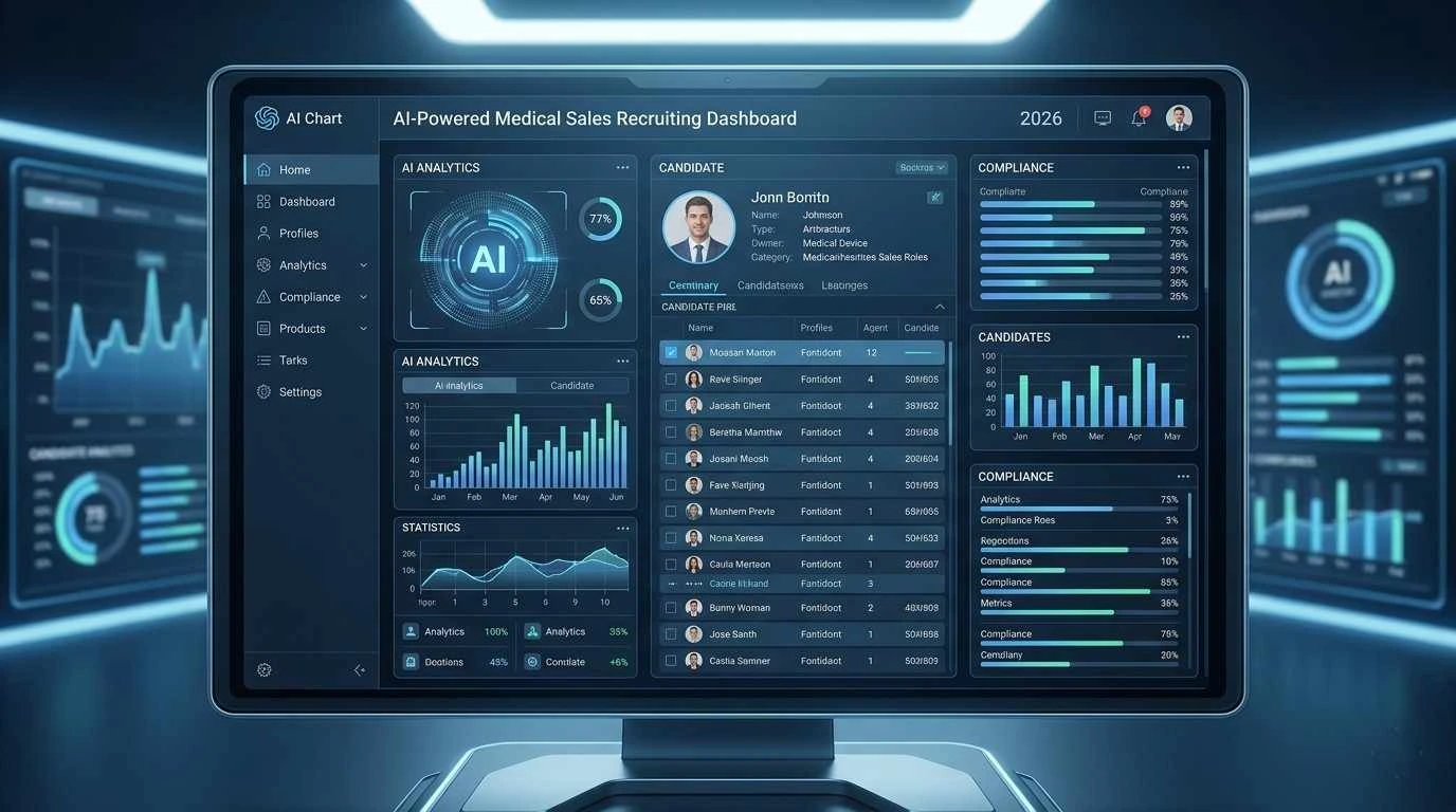 AI-powered medical sales recruiting dashboard showing candidate matching