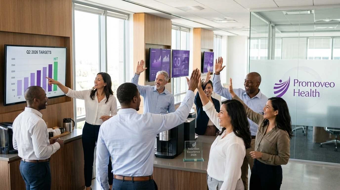 engaged medical sales team celebrating success