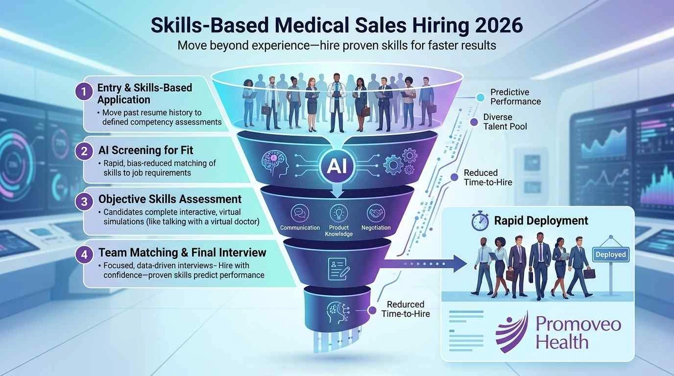 Skills-based hiring process for medical sales reps in 2026
